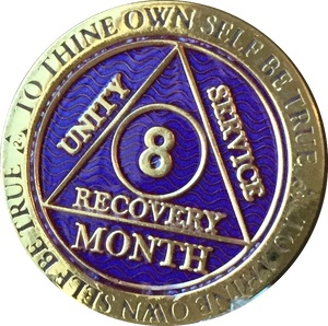 1 - 11 Month AA Medallion Reflex Purple Gold Plated Sobriety Chip Coin - RecoveryChip