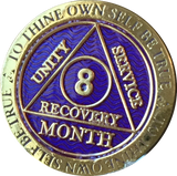 1 - 11 Month AA Medallion Reflex Purple Gold Plated Sobriety Chip Coin - RecoveryChip