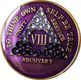 Crystal AA Medallion Transition Purple Tri-Plate Sobriety Chip Year 1 - 45 - RecoveryChip