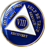 Metallic Blue Gold Tri-Plate AA Medallion 24 Hours 18 Month Year 1 - 45 Sobriety Chip - RecoveryChip