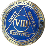 8 Year AA Medallion Reflex Blue Gold Plated Alcoholics Anonymous RecoveryChip Design - RecoveryChip