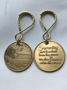 Serenity Lake Peace Within The Storm Bronze Keychain - RecoveryChip