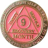 1 - 11 Month AA Medallion Reflex Pink Gold Plated Sobriety Chip Coin - RecoveryChip
