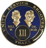 Founders AA Medallion Blue Bill & Bob Tri-Plate Sobriety Chip Year 1 - 65 Bill W & Doctor Bob - RecoveryChip