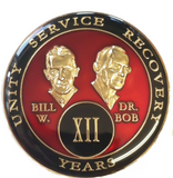Founders AA Medallion Red Bill & Bob Tri-Plate Sobriety Chip Year 1 - 50 - RecoveryChip