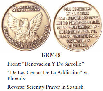 Renovacion Y De Sarrollo Medallion Serenity Prayer Coin Phoenix Rising Out Of The Ashes Of Addiction Spanish Chip