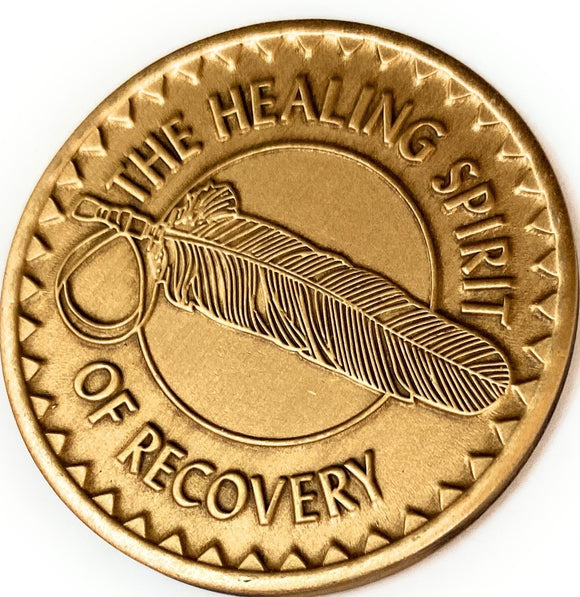 Bulk Roll of 25 Healing Spirit of Recovery Medallion Native American Sobriety Chip Coin Great Spirit Prayer
