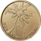 Tropical Beach Chair Palm Tree Bronze One Day At A Time Serenity Prayer Medallion Coin