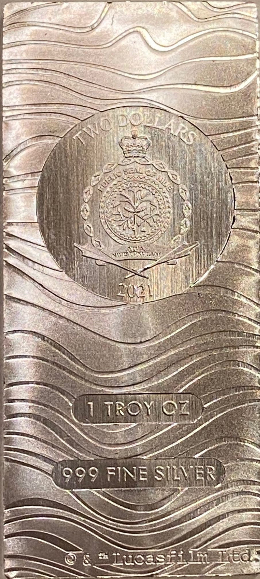 2022 Niue 1 oz Silver $2 Star Wars Mandalorian Beskar Bar