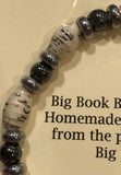 AA Big Book Bracelet Black & Silver Beads Made From Real Pages From The Big Book - RecoveryChip