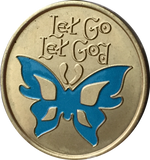 Let Go Let God Serenity Prayer Recovery Medallion Chip Coin AA NA Blue Butterfly - RecoveryChip