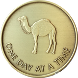 Camel One Day At A Time Serenity Prayer Medallion Bronze Sobriety Chip Coin - RecoveryChip