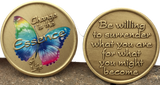 Change Is The Essence Of Life Color Rainbow Butterfly Surrender Medallion Chip - RecoveryChip