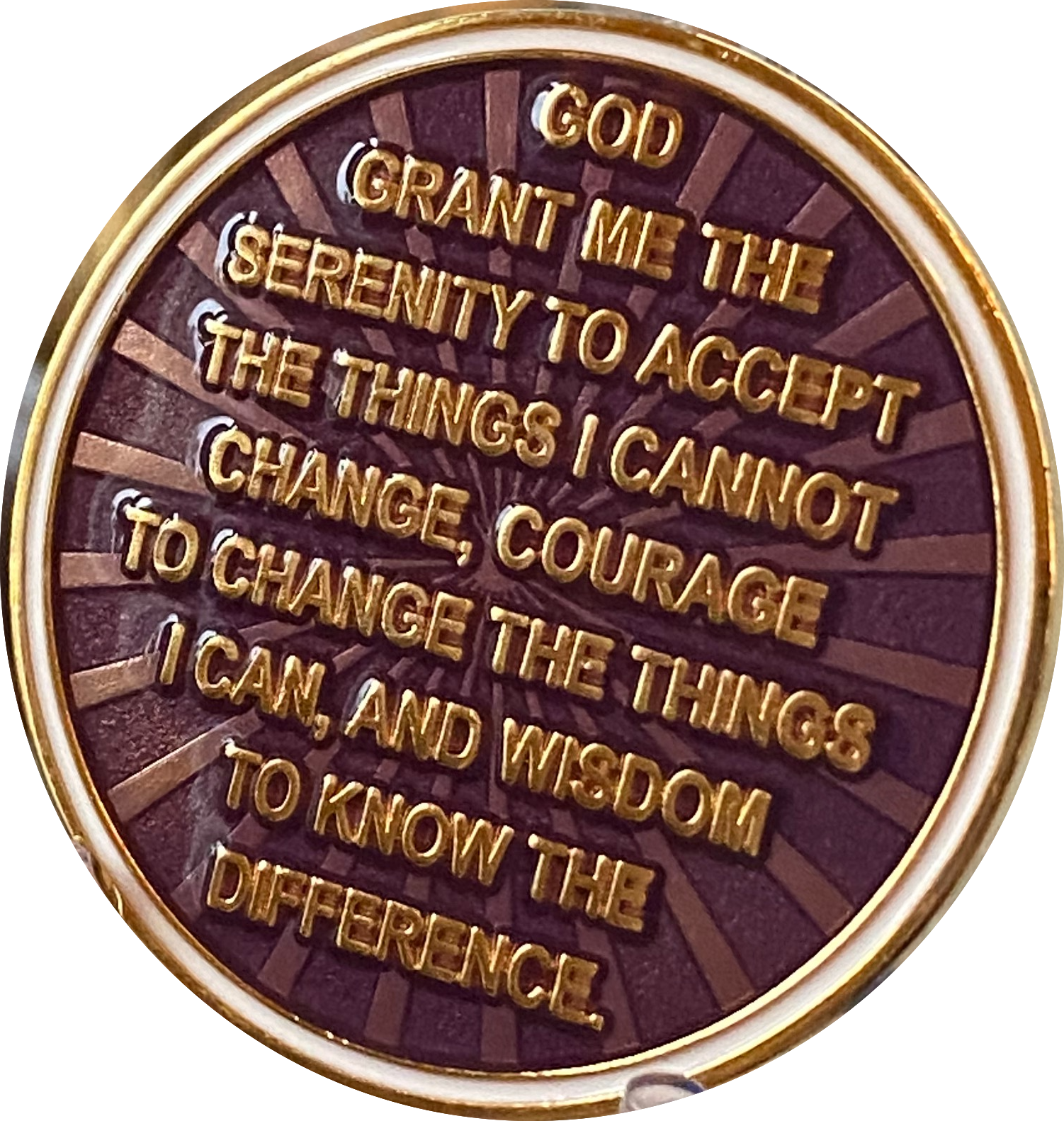 4 Year AA Medallion Cosmic Purple Glitter Gold Plated Sobriety Chip