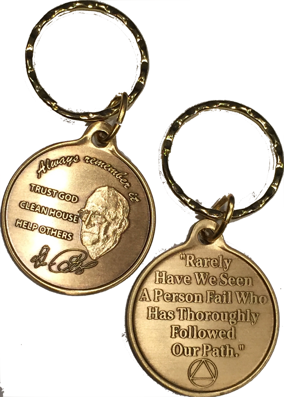 Dr Bob Rx Prescription Bronze AA Founders Keychain Always Remember It - RecoveryChip