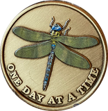 Green Dragonfly One Day At A Time Medallion With Serenity Prayer