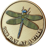 Green Dragonfly One Day At A Time Medallion With Serenity Prayer