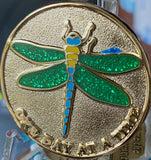 Green Glitter Dragonfly One Day At A Time Medallion With Serenity Prayer