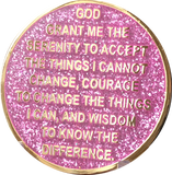 1 Year AA Medallion Elegant Pink Glitter Gold & Silver Plated RecoveryChip Design