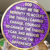 1 Year AA Medallion Elegant Purple Glitter Gold & Silver Plated RecoveryChip Design
