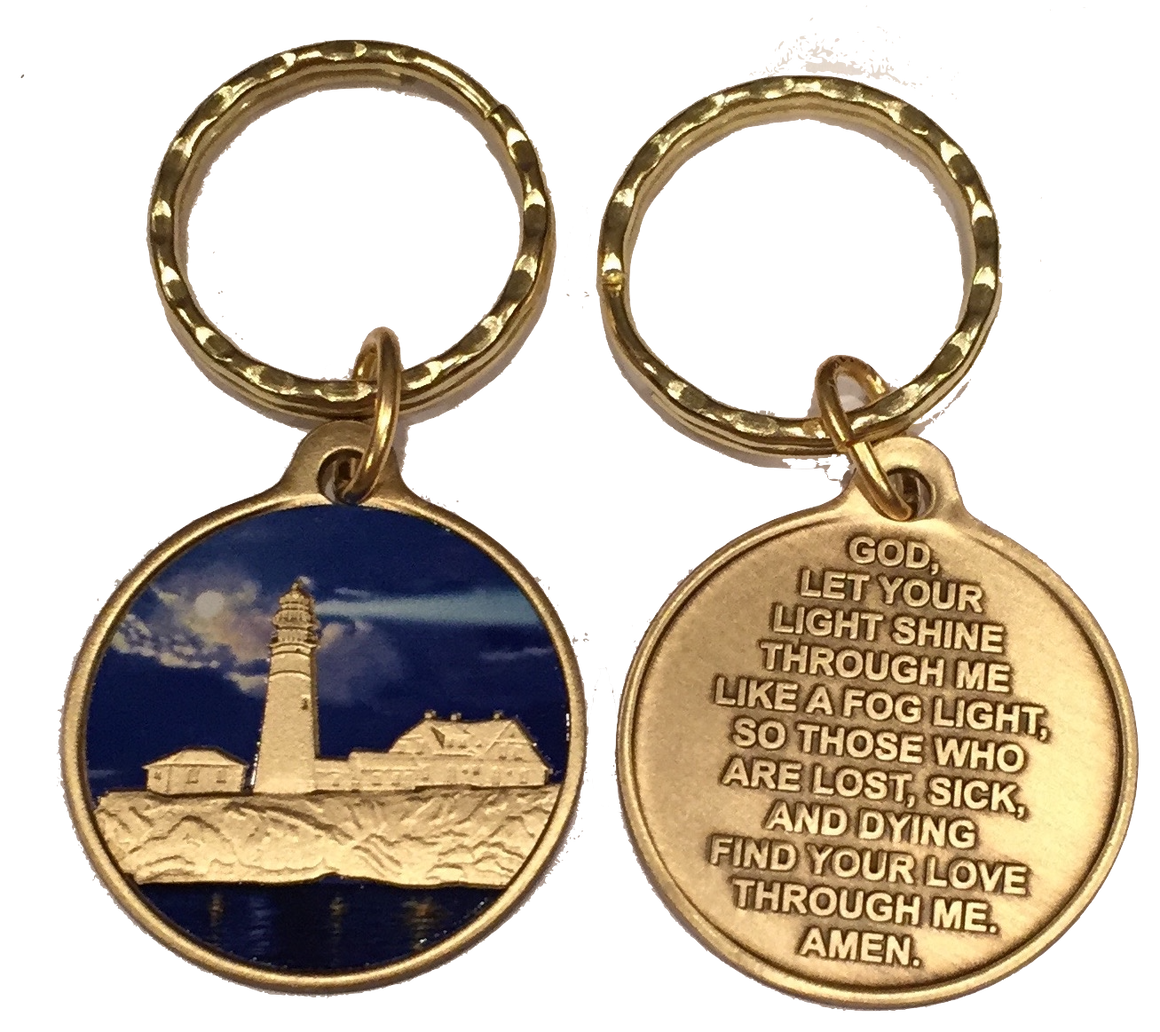 Fog Light Prayer Lighthouse Antique Bronze Medallion AA NA Chip