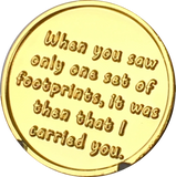 Footprints In The Sand Gold Plated Medallion Chip Pocket Token RecoveryChip Design - RecoveryChip