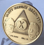AA Founders Medallion Sobriety Chip Year 1 - 55  or Month 1 -11 18 24 Hours Bill W & Dr Bob Bronze - RecoveryChip