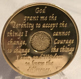 Gold Plated AA Medallion Year 1 - 65 Available 24k Sobriety Chip With Serenity Prayer - RecoveryChip