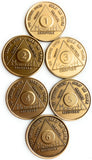 Set of 6 AA Month Medallions Months 1 2 3 4 5 6 Bronze Anniversary Sobriety Chips