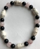AA Big Book Bracelet Pink & Black Beads Made From Real Pages From The Big Book - RecoveryChip