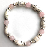 AA Big Book Bracelet Pink & Silver Beads Made From Real Pages From The Big Book - RecoveryChip
