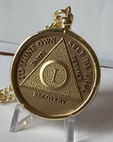 AA Medallion Holder Necklace Gold Plated Sobriety Coin Jewelry - RecoveryChip