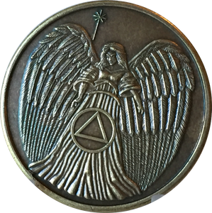Guardian Angel Bronze Circle Triangle AA Medallion Pocket Token BSP - RecoveryChip