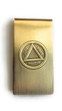 Circle Triangle Unity Service Recovery AA Logo Brass Sobriety Money Clip - RecoveryChip