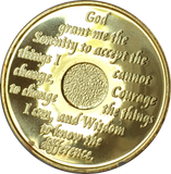 24 Hours AA Medallion 24k Gold Plated Alcoholics Anonymous Chip with Serenity Prayer - RecoveryChip