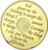 24 Hours AA Medallion Blue & 24k Gold Plated Alcoholics Anonymous Chip with Serenity Prayer - RecoveryChip