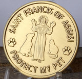 Saint Francis of Assisi Protect My Pet Patron St Of Pets Paw Print Medallion Coin Dog Cat - RecoveryChip