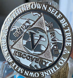 5 Year Reflex Winter Camo Nickel Plated AA Medallion Camouflage Sobriety Chip