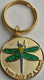 Dragonfly Green Glitter and Gold One Day At A Time Keychain