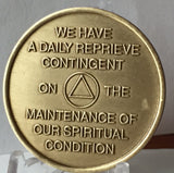 Bulk Lot 25 Units - God's Will = Daily Reprieve = Freedom - AA Alcoholics Anonymous Spiritual Condition Bronze Sobriety Medallion RecoveryChip Design - RecoveryChip