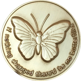 Butterfly If Nothing Changed There'd Be No Butterflies Bronze Sobriety Medallion Chip Pocket Token With Serenity Prayer RecoveryChip Design - RecoveryChip