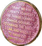 Butterfly If Nothing Changed There'd Be No Butterflies Reflex Pink Glitter Gold Plated Medallion
