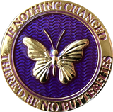 Butterfly If Nothing Changed There'd Be No Butterflies Reflex Purple Gold Plated Medallion - RecoveryChip