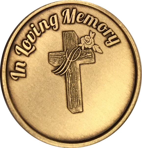 Bulk Lot of 25 Coins In Loving Memory Cross With Rose Medallion Coin