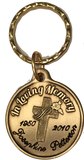 In Loving Memory Engraved Cross Rose Bronze Memorial Keychain Personalized Gift - RecoveryChip