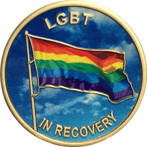 LGBT In Recovery Bronze Rainbow Flag Color Sobriety Medallion AA NA - RecoveryChip