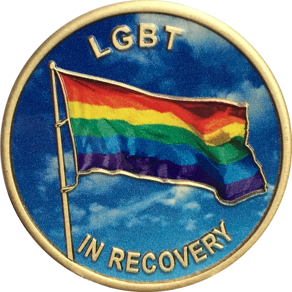 LGBT In Recovery Bronze Rainbow Flag Color Sobriety Medallion AA NA - RecoveryChip