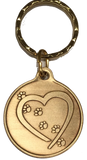 The Road To My Heart Is Paved With Paw Prints Double Paw Print Bronze Pet Keychain - RecoveryChip