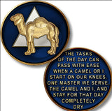 Large Camel Triangle AA Medallion 1.5" Size Midnight Blue Tri-Plate Sobriety Chip