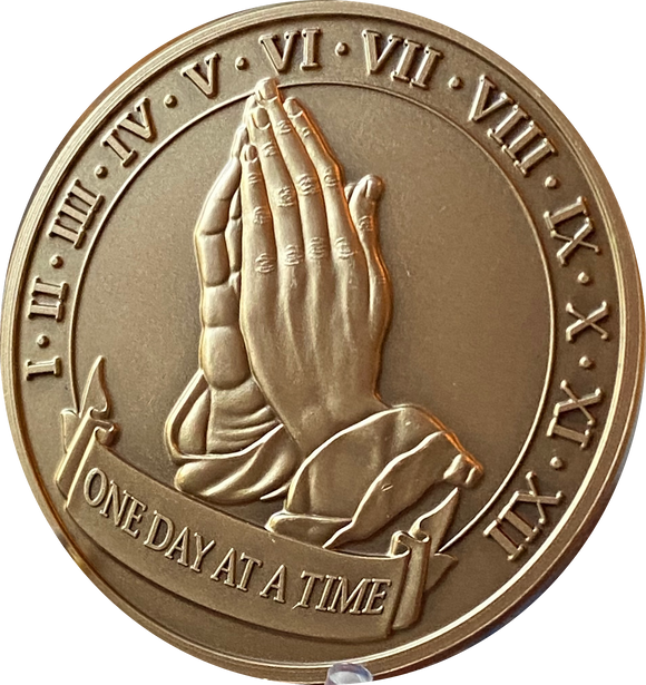 Large Praying Hands 12 Step Medallion 1.5